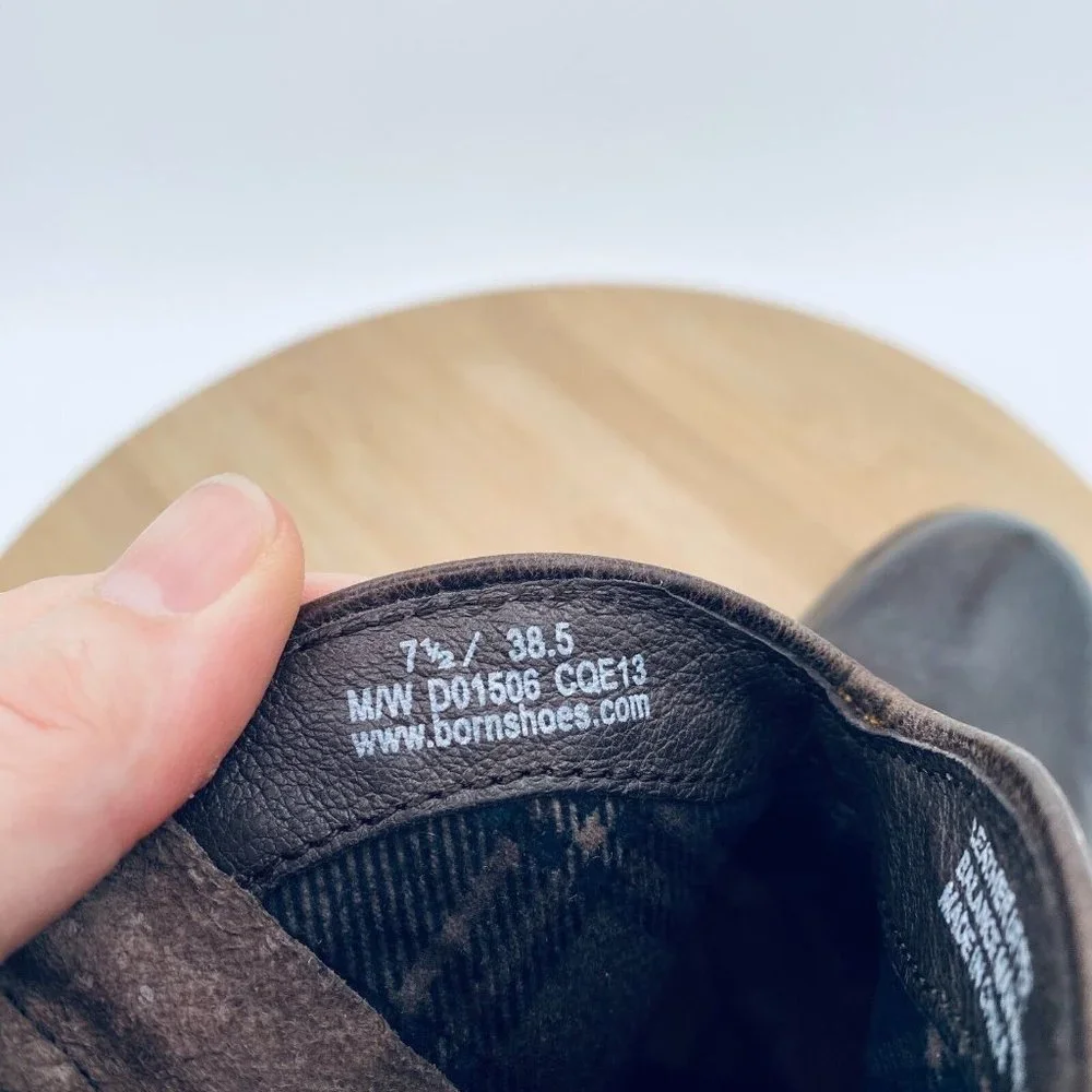 Born Cowboy Boots Womens Size 7.5 Brown Leather Western Ankle Booties Zip - Picture 6 of 11